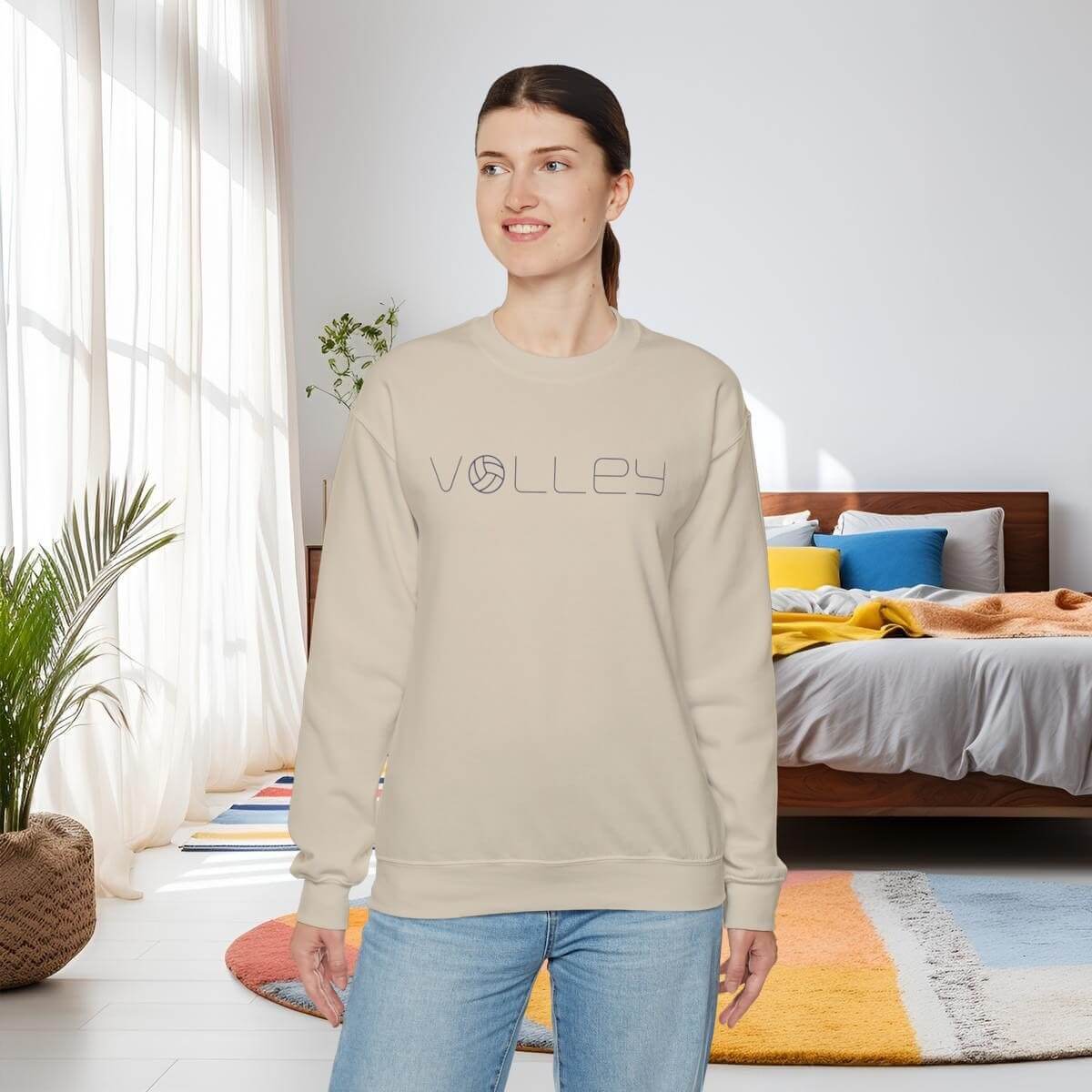 25456-84.jpg - On Trend Volleyball Co Minimalist Volleyball Sweatshirt, Unisex