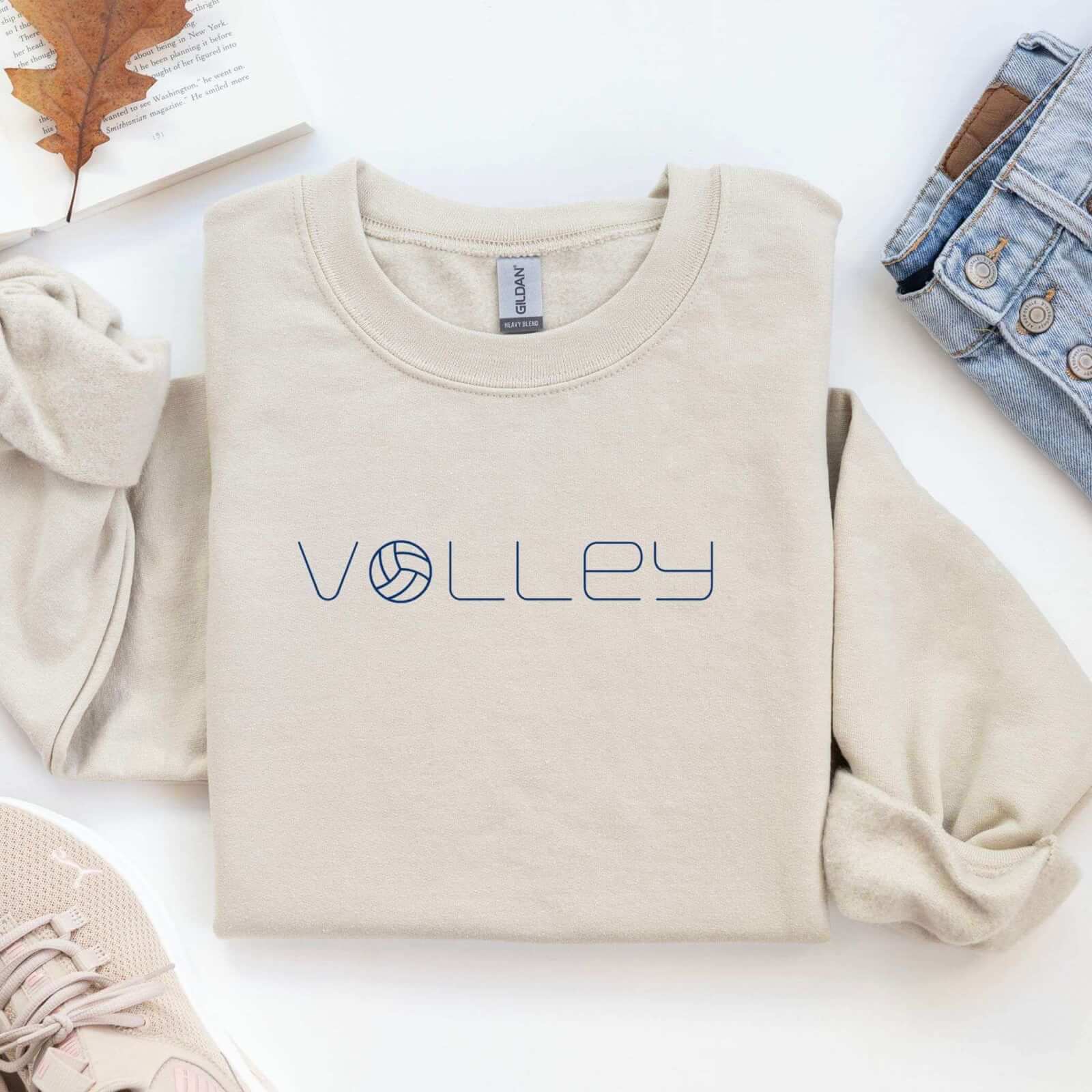 Minimalist Volleyball Sweatshirt in Sand - On Trend Volleyball Co minimalist volleyball sweatshirt in sand