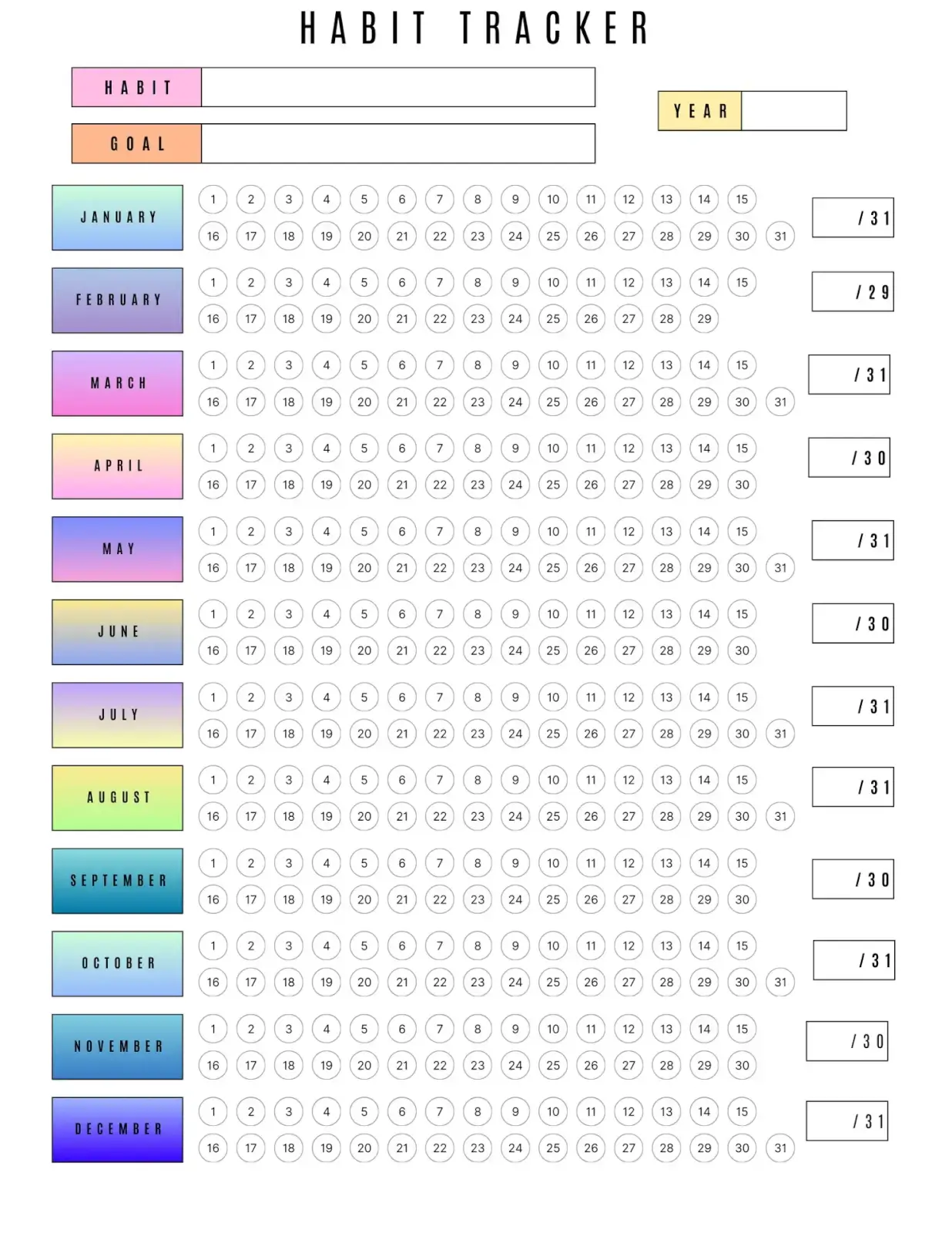 Printable Habit Tracker | Goodnotes Compatible