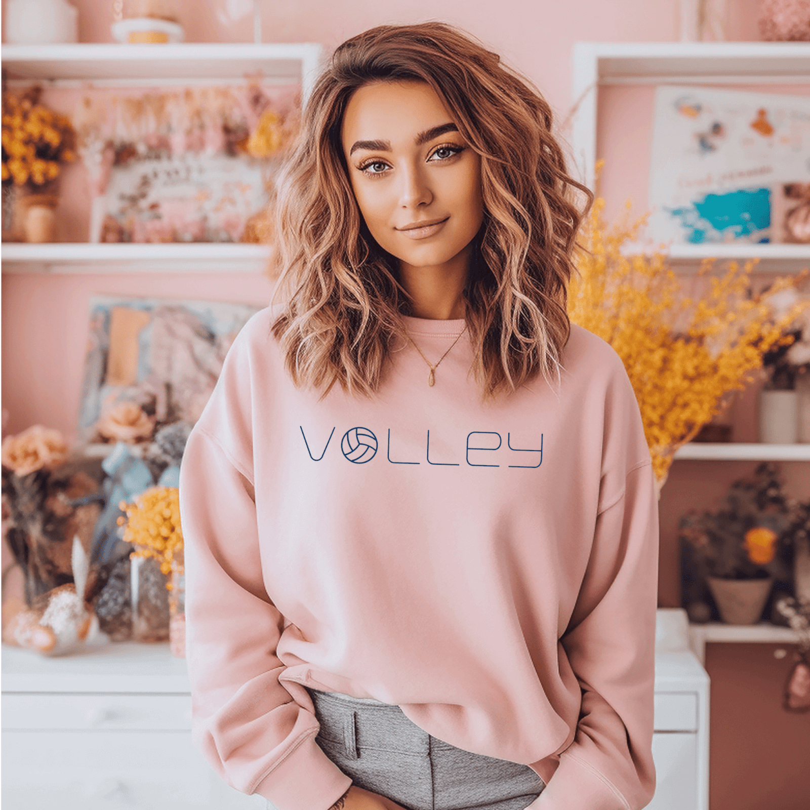 pink-minimalist-1 - On Trend Volleyball Co Minimalist Volleyball Sweatshirt in Pink