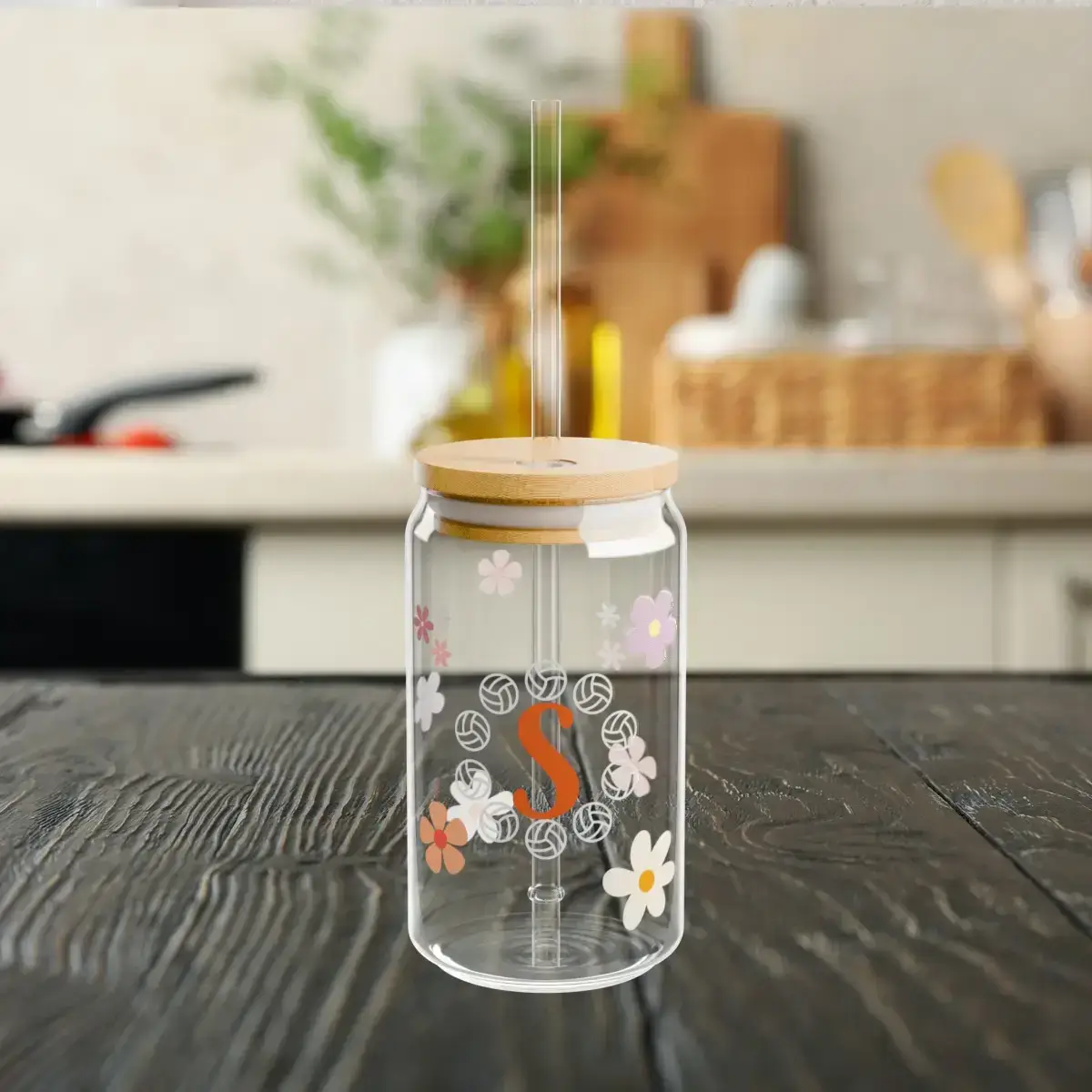 Volleyball Sipper Glass, Monogrammed, Personalized Gift