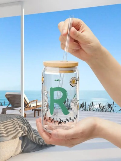 Grab this Monogrammed Premium Latte Glass with Unique print.