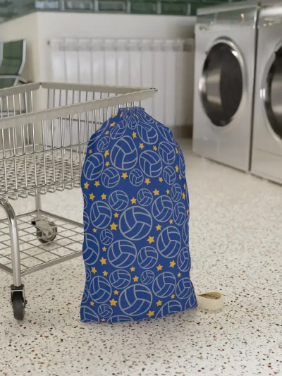Volleyball Print Laundry Bag Blue
