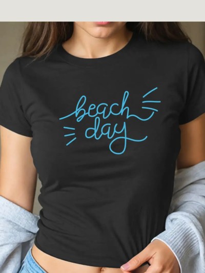 Beach Day Organic Rib Baby Tee