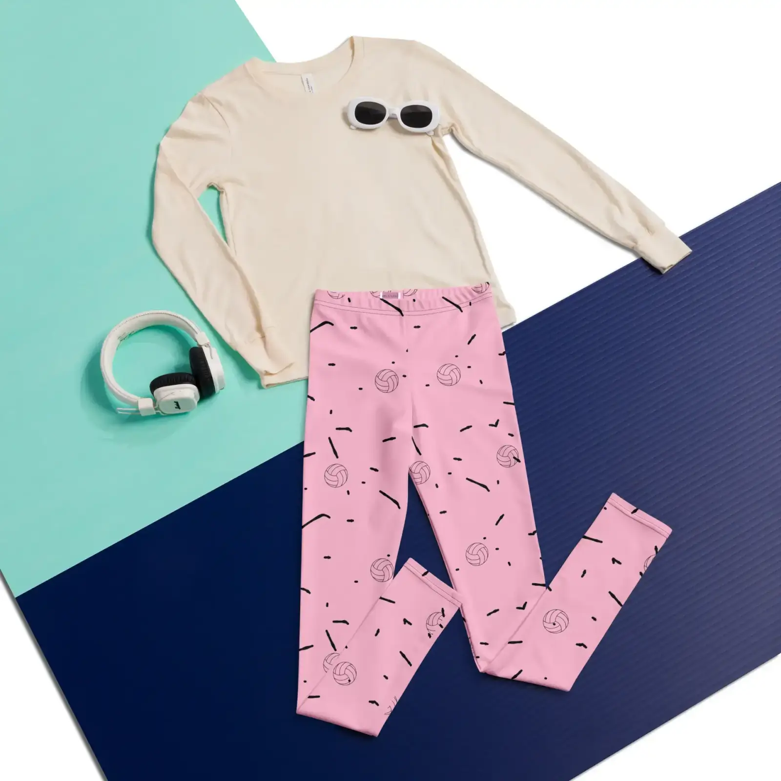 Girls Pink Volleyball Leggings