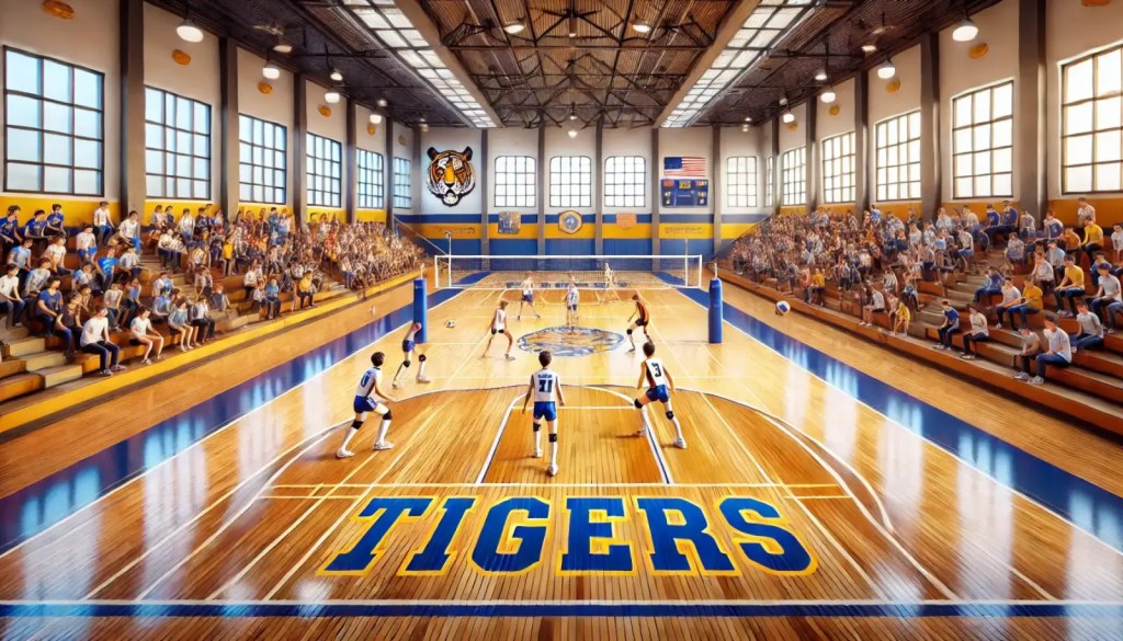 AI GENERATED gym with fans watching volleyball