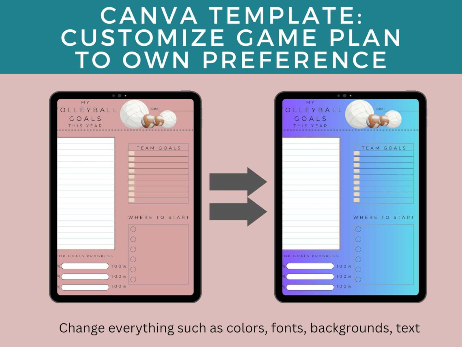 Game Plan Volleyball Planner, Editable or PDF