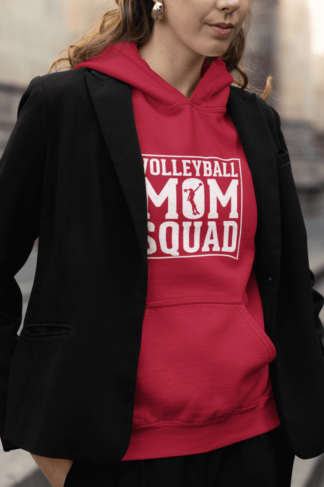 volleyball mom squad hoodie - red