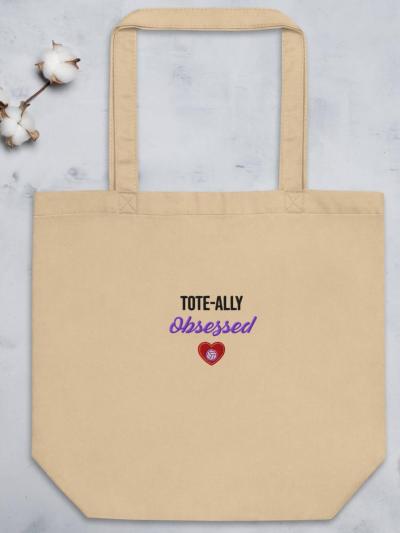 tote-ally obsessed volleyball mom tote image of bag laying flat