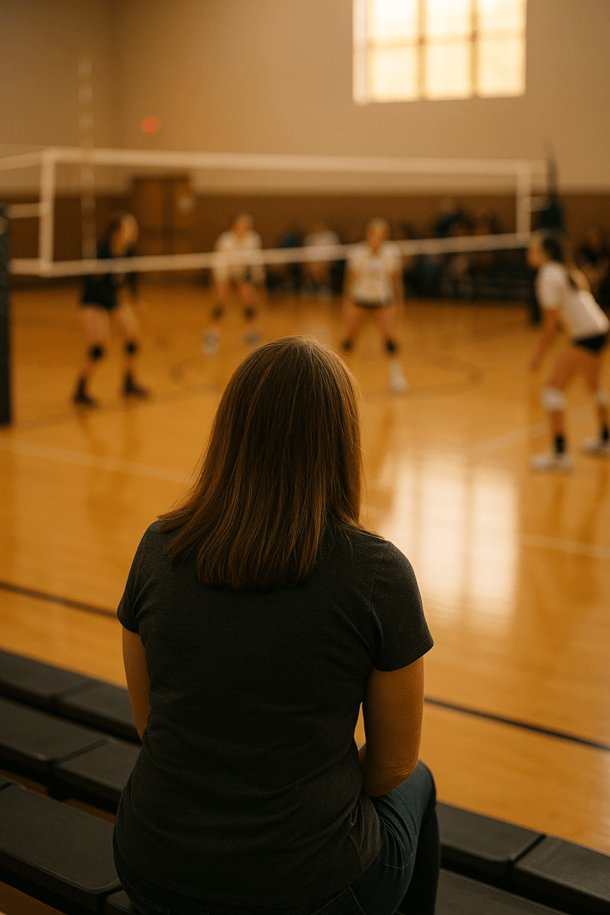 what i wish i didnt worry about as a volleyball mom image of mom watching her child play